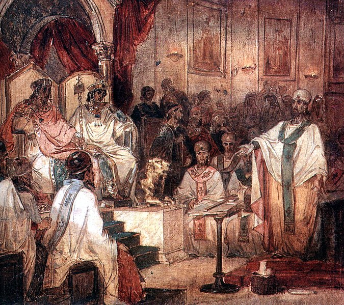 Fourth Ecumenical Council of Chalcedon, 451, October 8-November 1, painted 1876 by Vasily Surikov (1848-1916) Location TBD